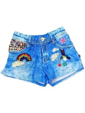Terez Girl's  Printed Denim Look French Terry Short NEW, Size XL